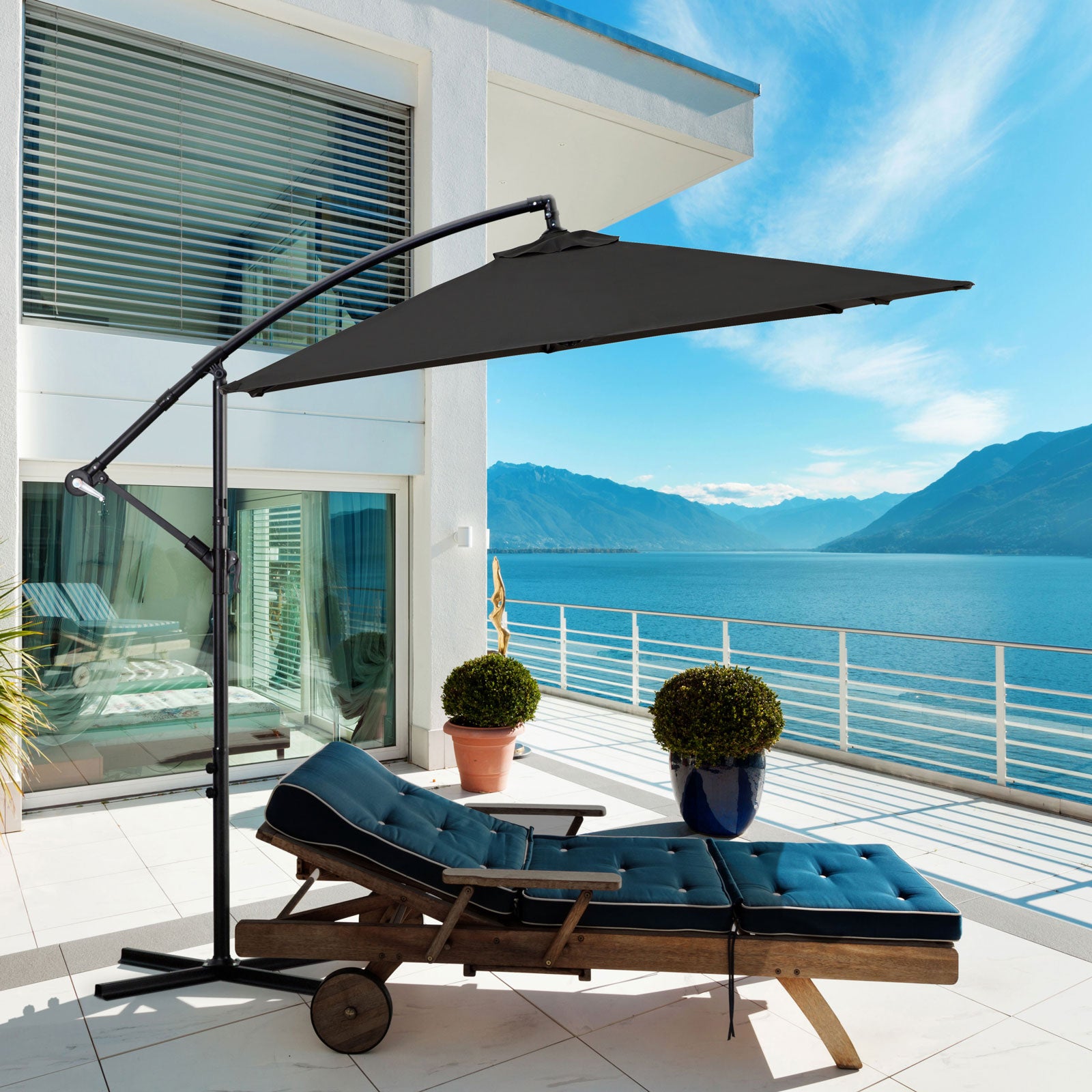 Milano 2.2M Outdoor Umbrella Cantilever Garden Deck Patio Shade Water-Resistant - Charcoal
