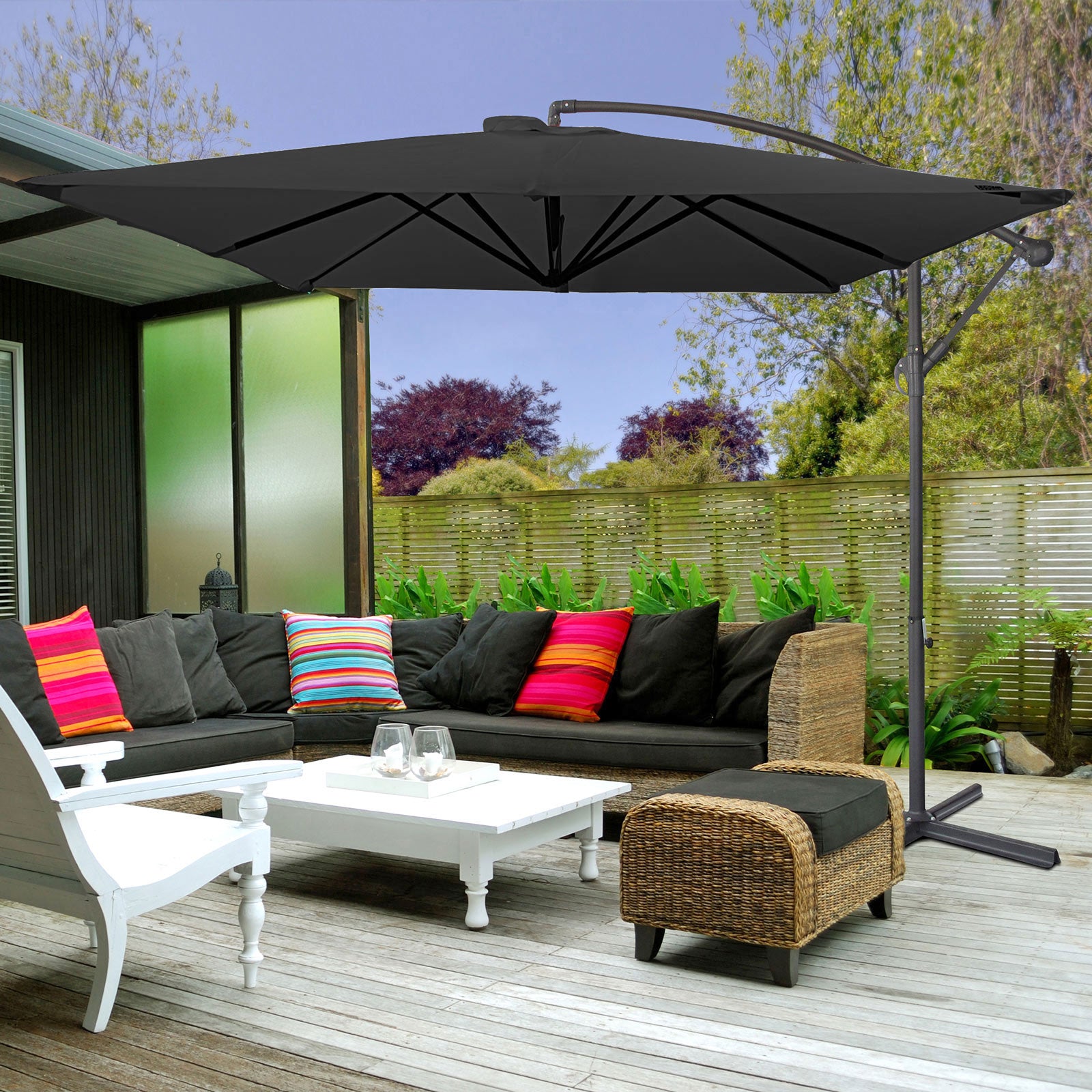 Milano 2.2M Outdoor Umbrella Cantilever Garden Deck Patio Shade Water-Resistant - Charcoal