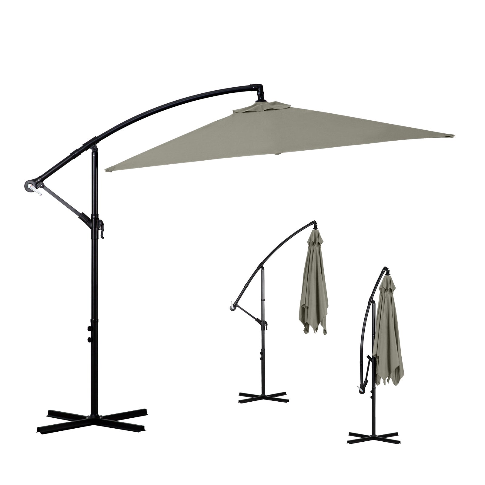 Milano 2.2M Outdoor Umbrella Cantilever Garden Deck Patio Shade Water-Resistant - Grey