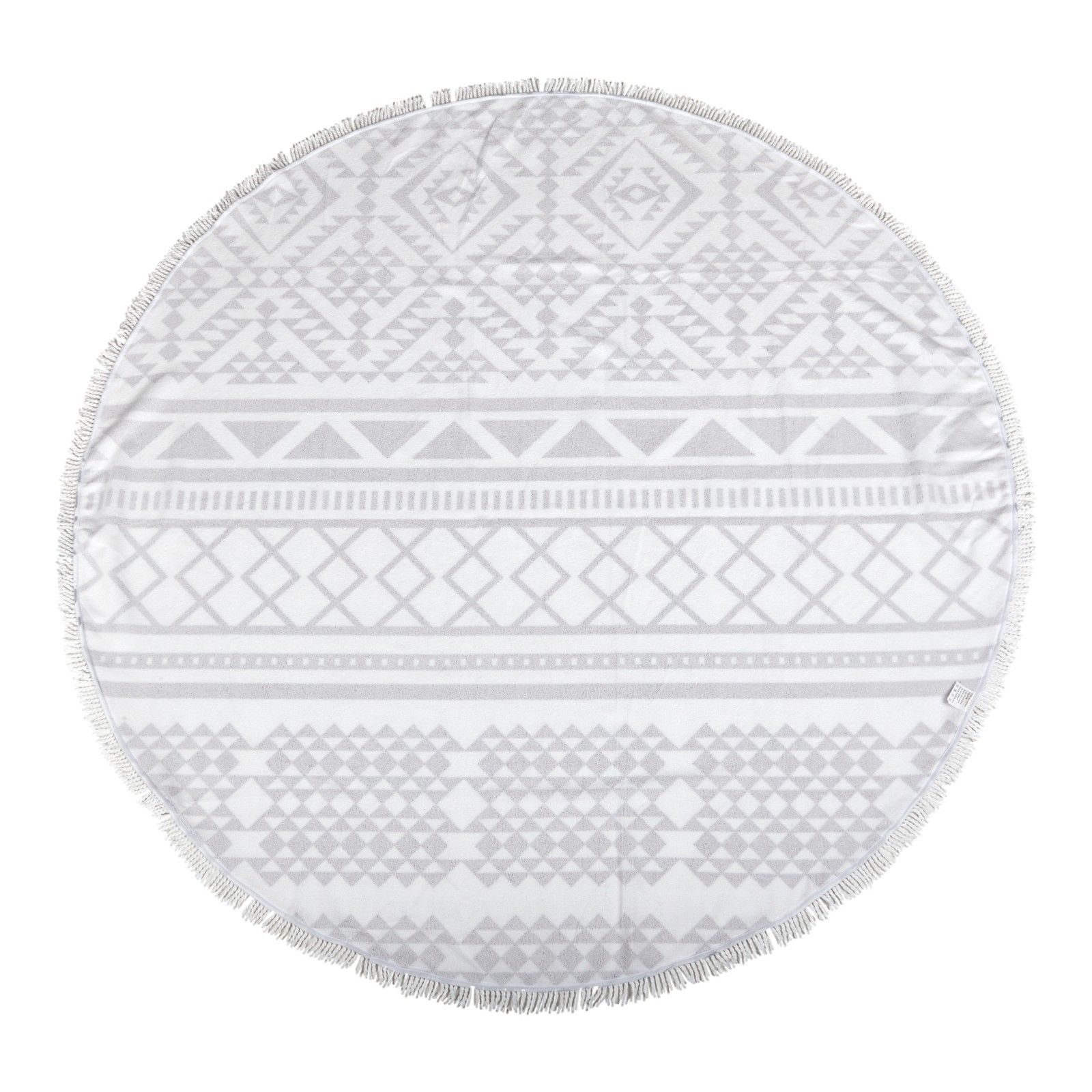 Milano Round Beach Towel with Tassels Print 140 cm 350 GSM Microfibre Blanket - Aztec