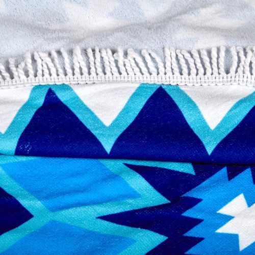 Milano Round Beach Towel with Tassels Print 140 cm 350 GSM Microfibre Blanket - Belize