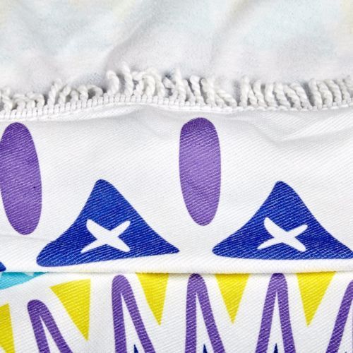 Milano Round Beach Towel with Tassels Print 140 cm 350 GSM Microfibre Blanket - Kensington