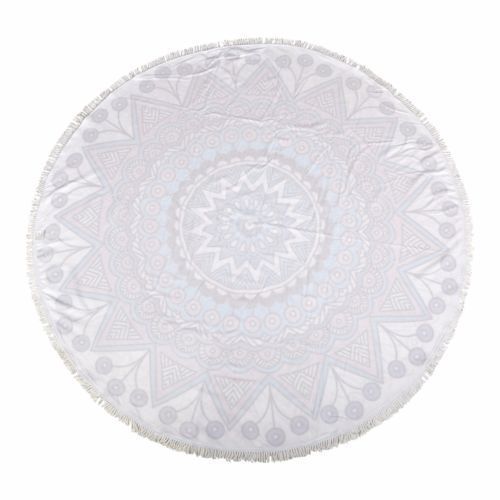 Milano Round Beach Towel with Tassels Print 140 cm 350 GSM Microfibre Blanket - Eurelia