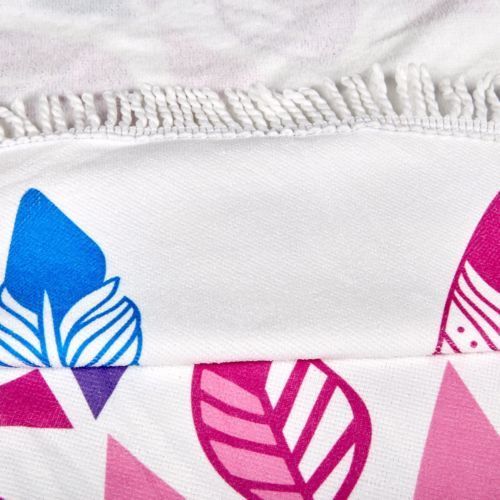 Milano Round Beach Towel with Tassels Print 140 cm 350 GSM Microfibre Blanket - Warrobin