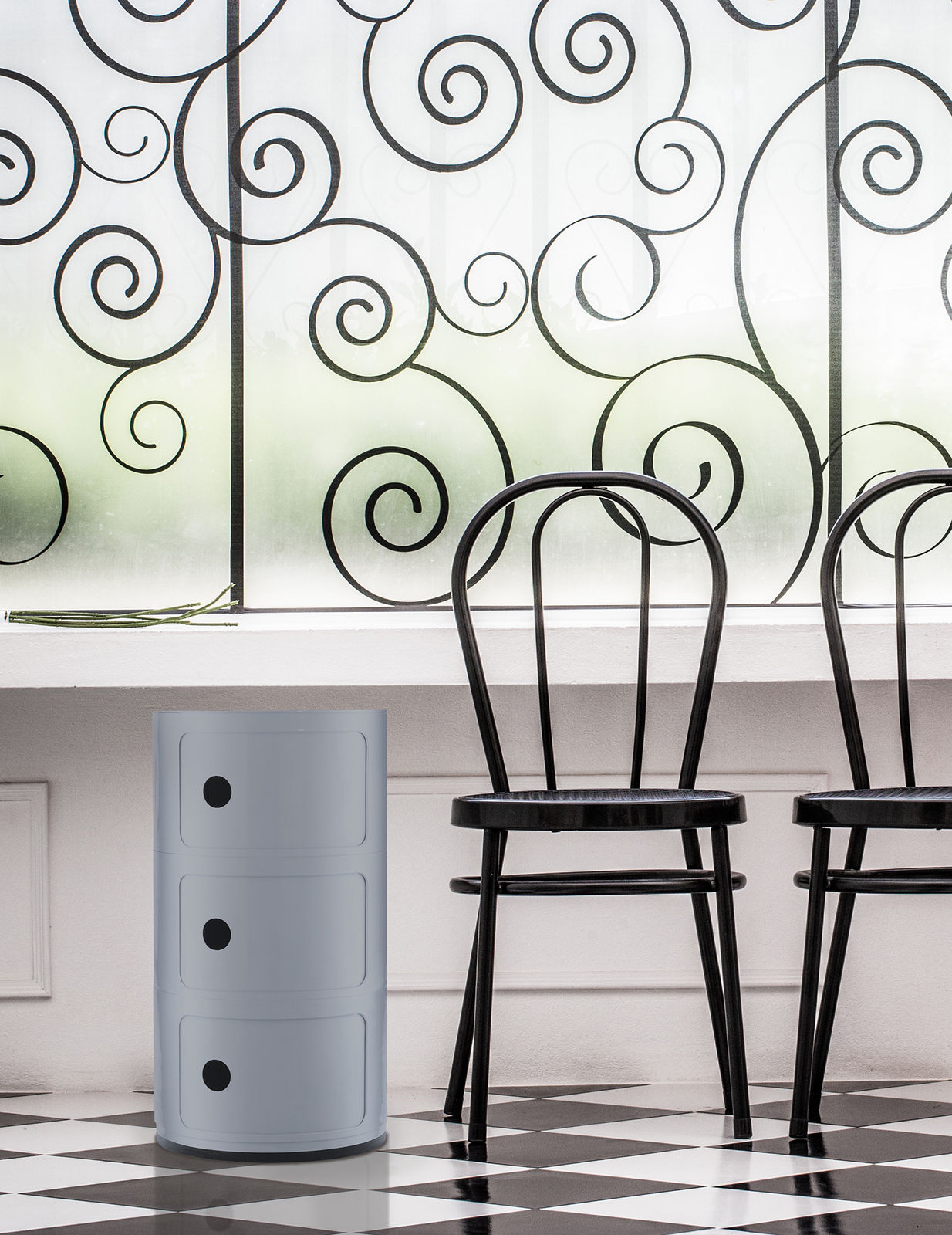 3-Draw Retro-Style Cylinder Tower Storage Drawer Organiser Cabinet Unit - Silver Silver