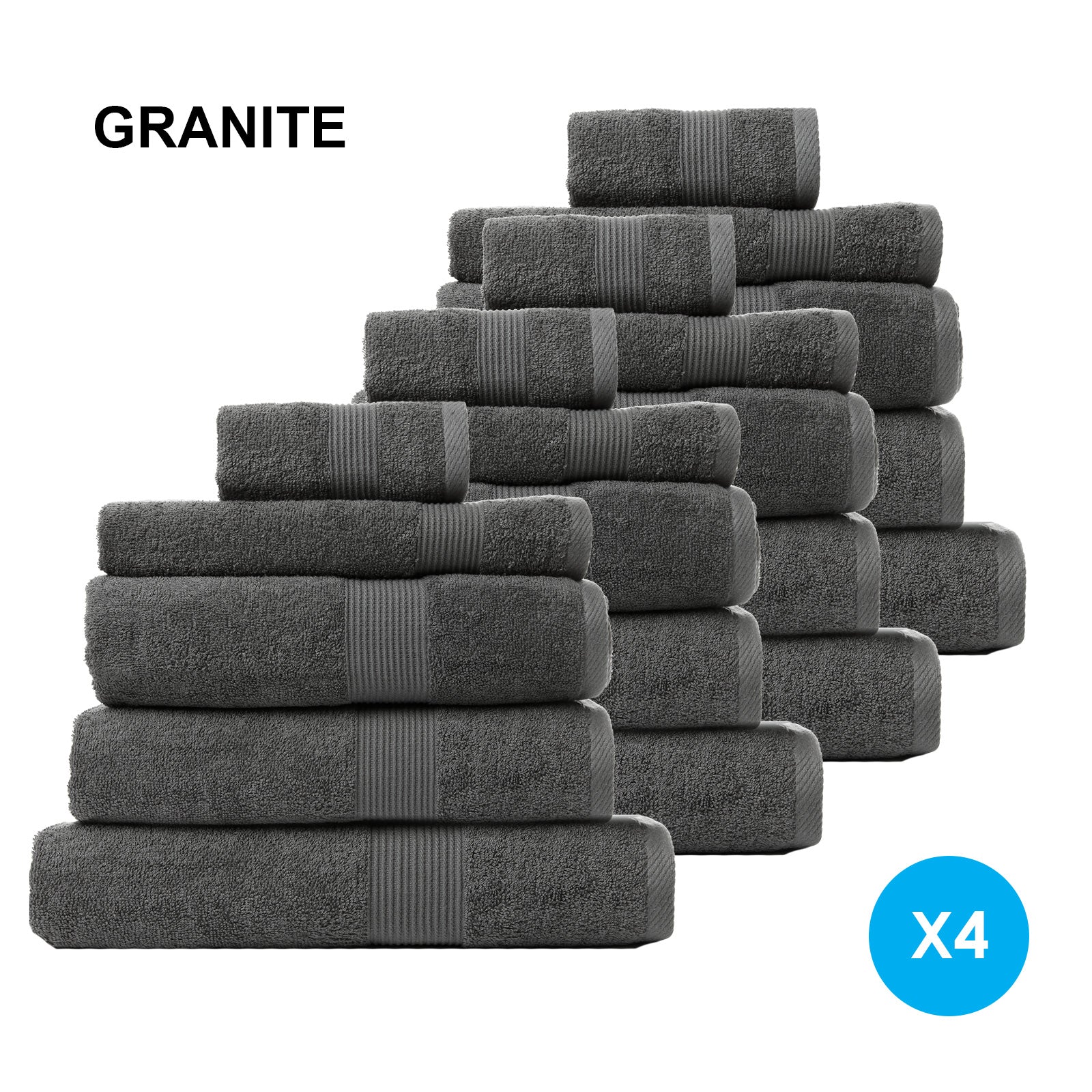 Royal Comfort 20 Piece Cotton Bamboo Towel Bundle Set 450GSM Luxurious Absorbent - Granite