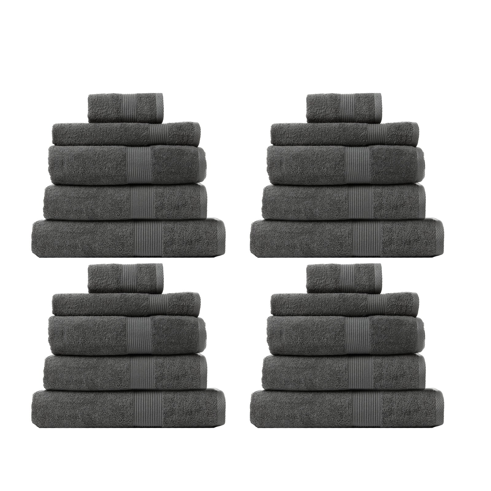 Royal Comfort 20 Piece Cotton Bamboo Towel Bundle Set 450GSM Luxurious Absorbent - Granite