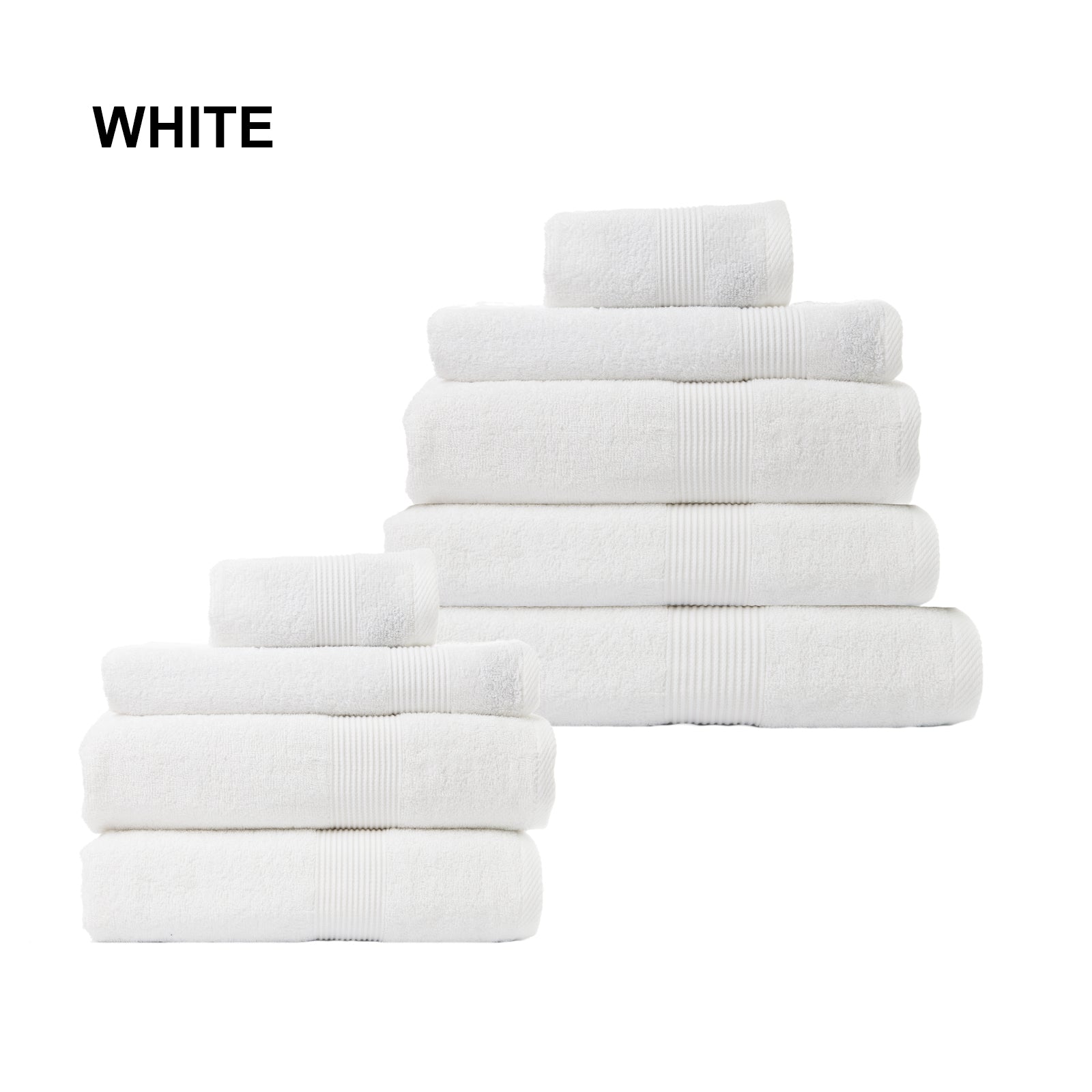 Royal Comfort 9 Piece Cotton Bamboo Towel Bundle Set 450GSM Luxurious Absorbent - White