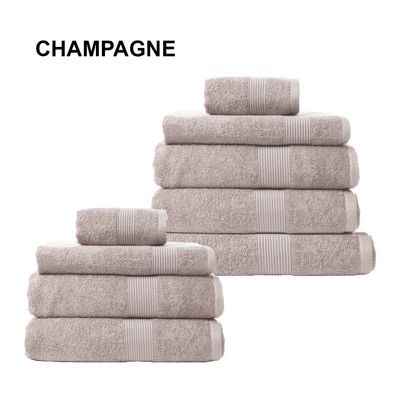 Royal Comfort 9 Piece Cotton Bamboo Towel Bundle Set 450GSM Luxurious Absorbent - Champagne