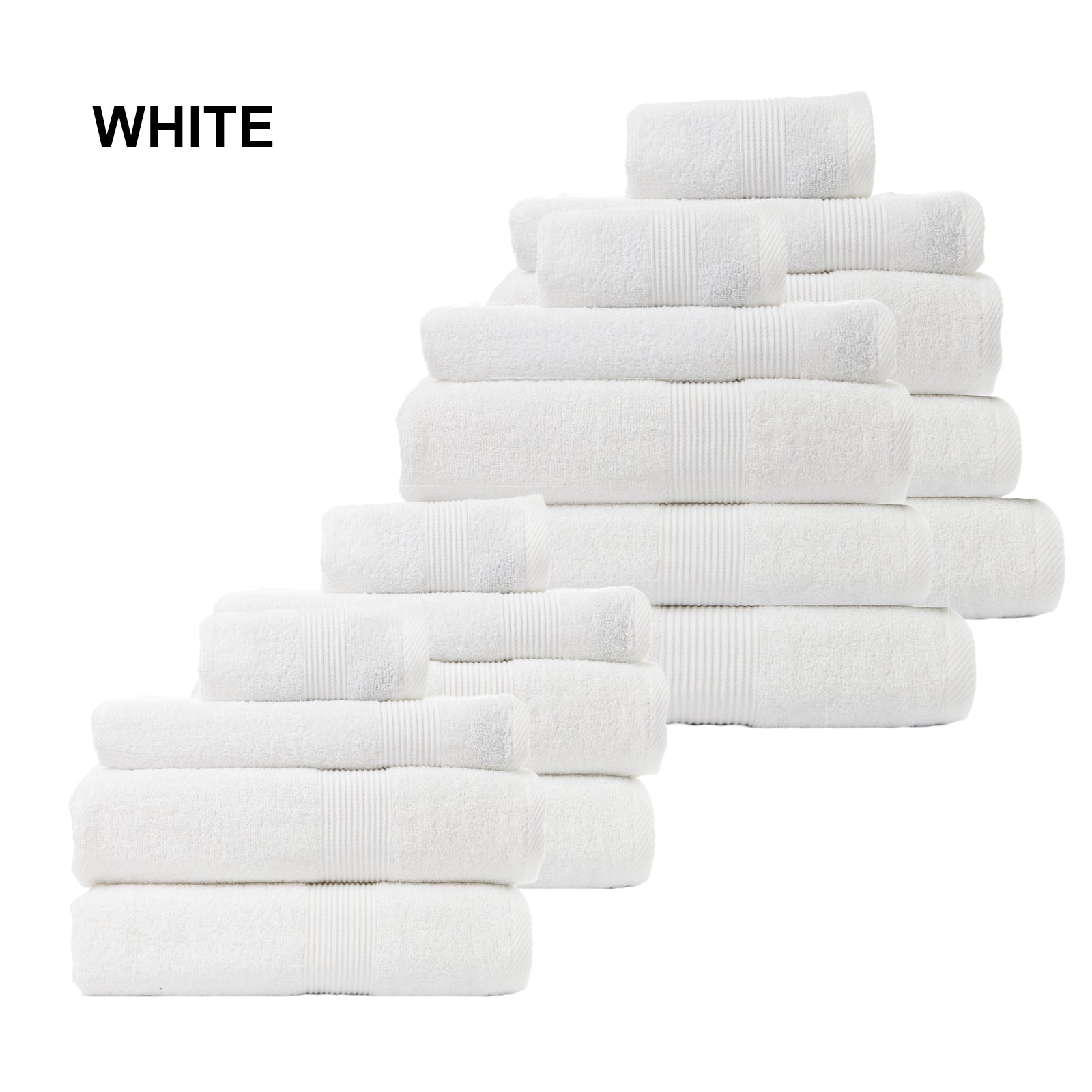 Royal Comfort 18 Piece Cotton Bamboo Towel Bundle Set 450GSM Luxurious Absorbent - White