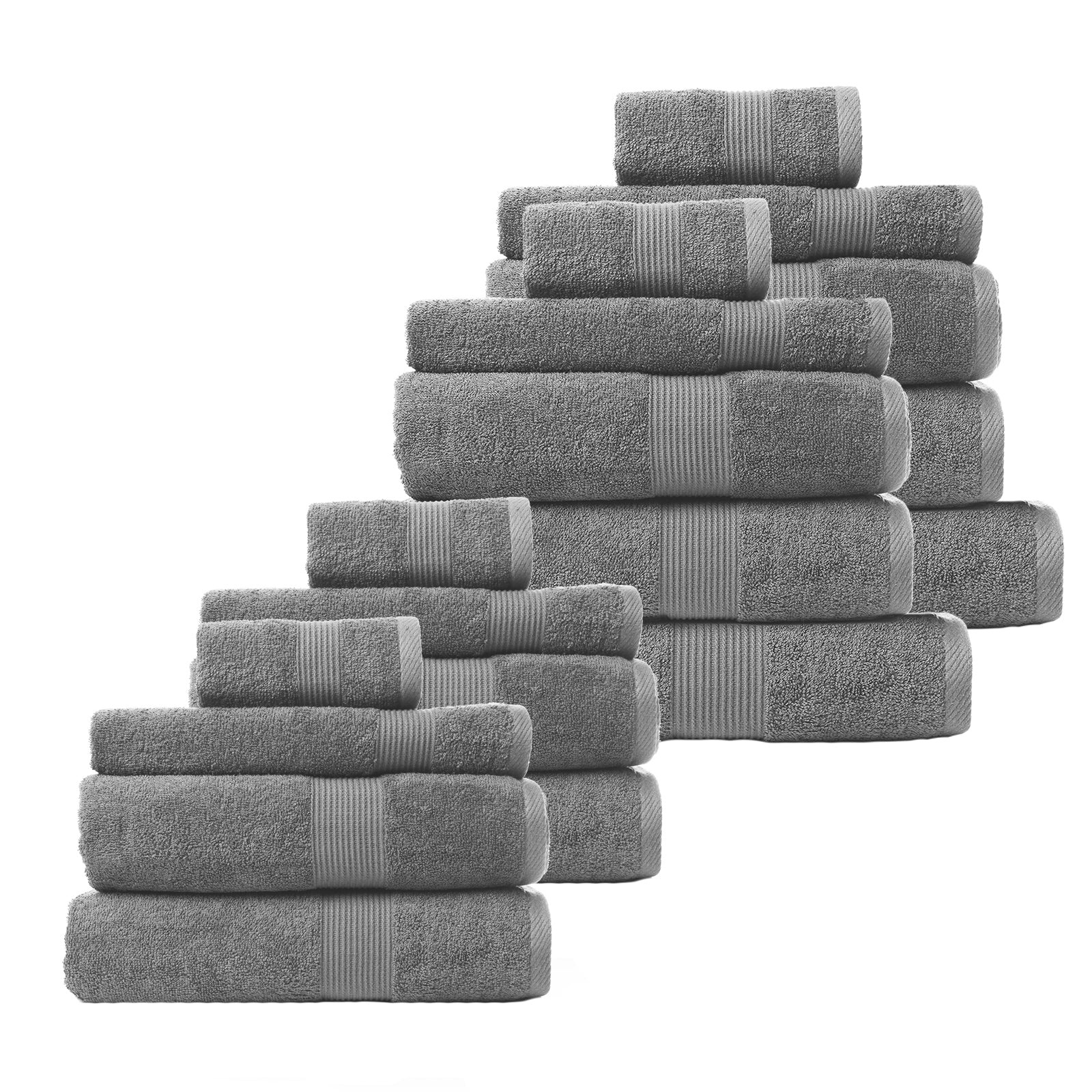 Royal Comfort 18 Piece Cotton Bamboo Towel Bundle Set 450GSM Luxurious Absorbent - Charcoal