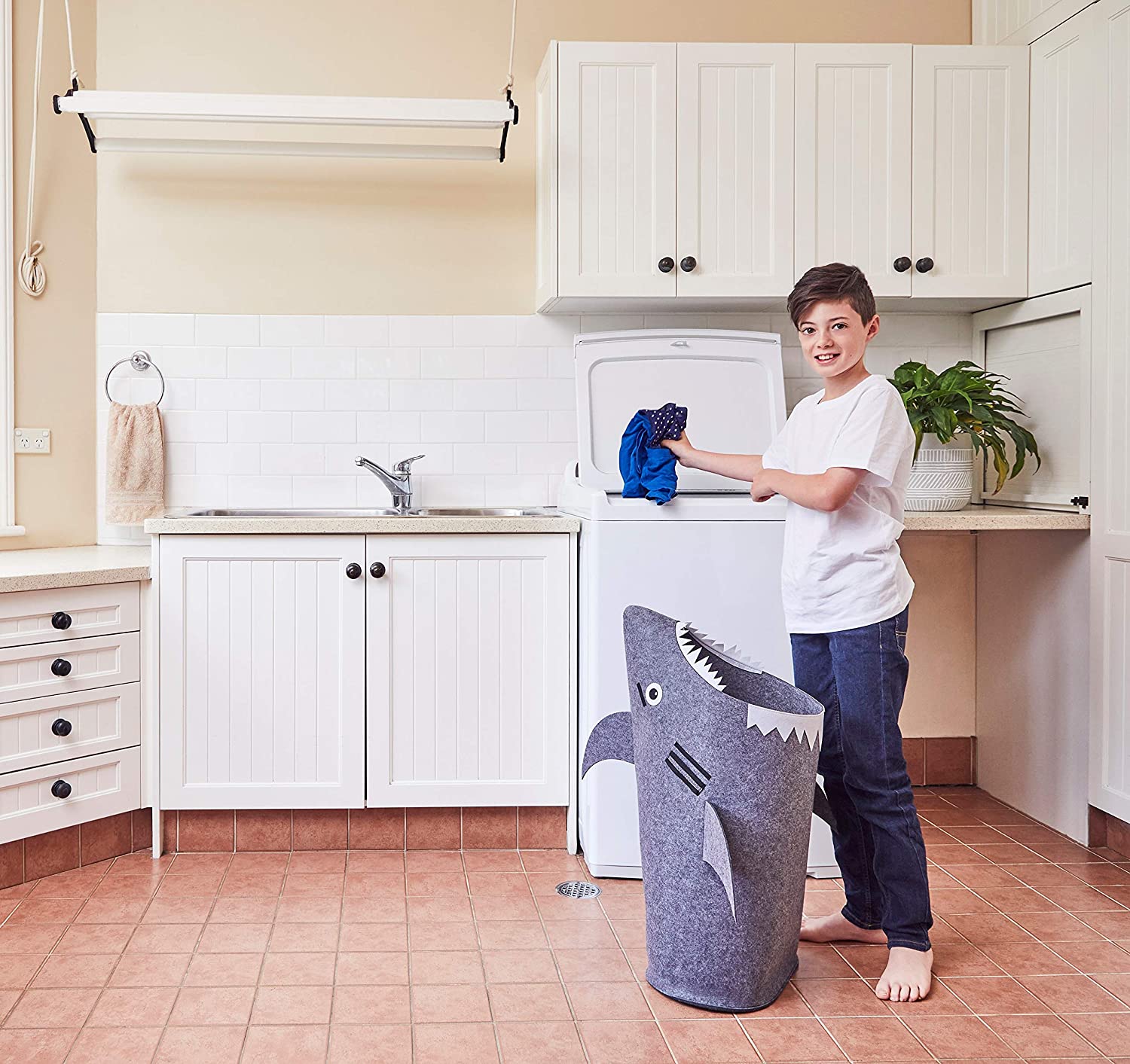 Baby Shark Laundry Basket for Kids for bedroom and bathroom - Grey