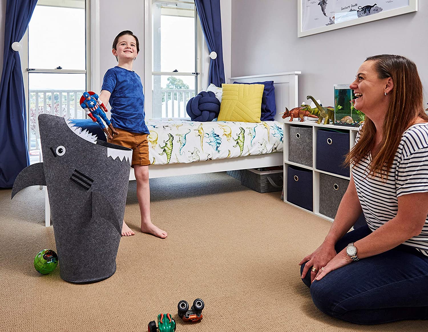 Baby Shark Laundry Basket for Kids for bedroom and bathroom - Grey