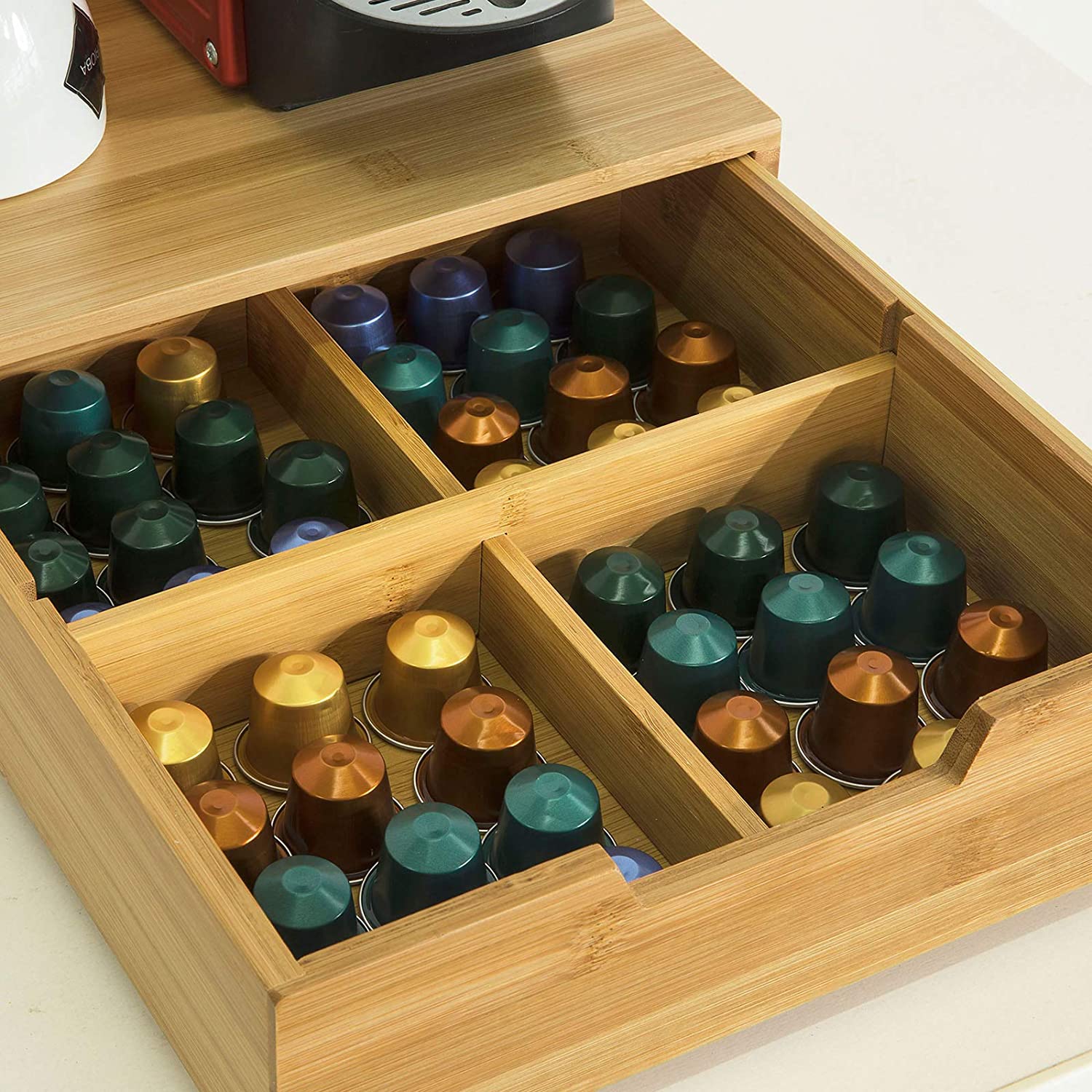 Coffee Machine Stand and Storage Box for Coffee Capsules and Tea Bags