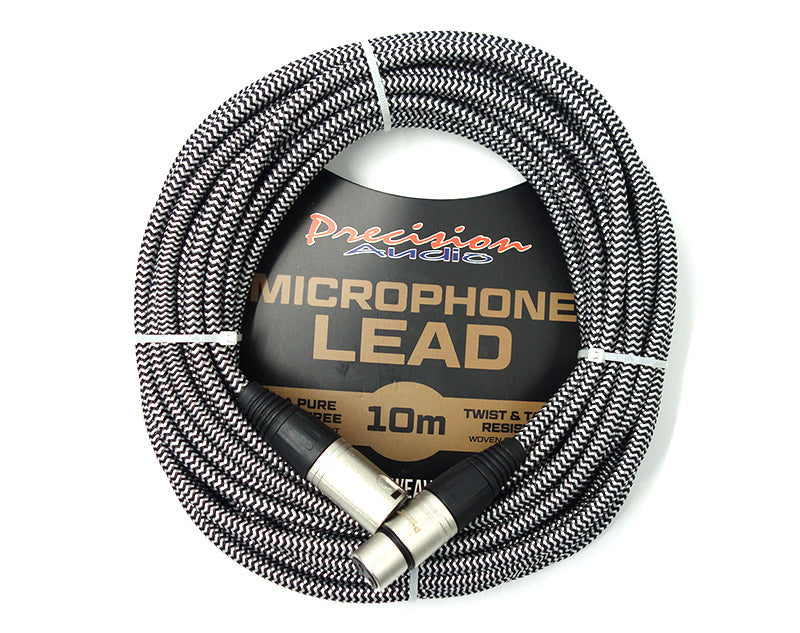 Precision Audio 5 Pack XLR to XLR Braided Studio Microphone Lead Low Noise Silver MLEADWEAVE10 10m
