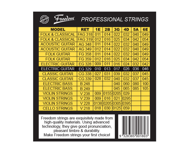 Freedom 10 Pack Electric Guitar Strings - Medium Gauge EG329-10PK