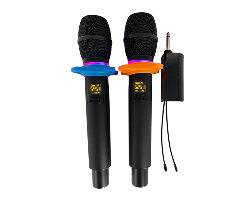 Dual UHF Wireless Microphone System 32 Channel 40m Range Rechargeable Receiver TMUHF32