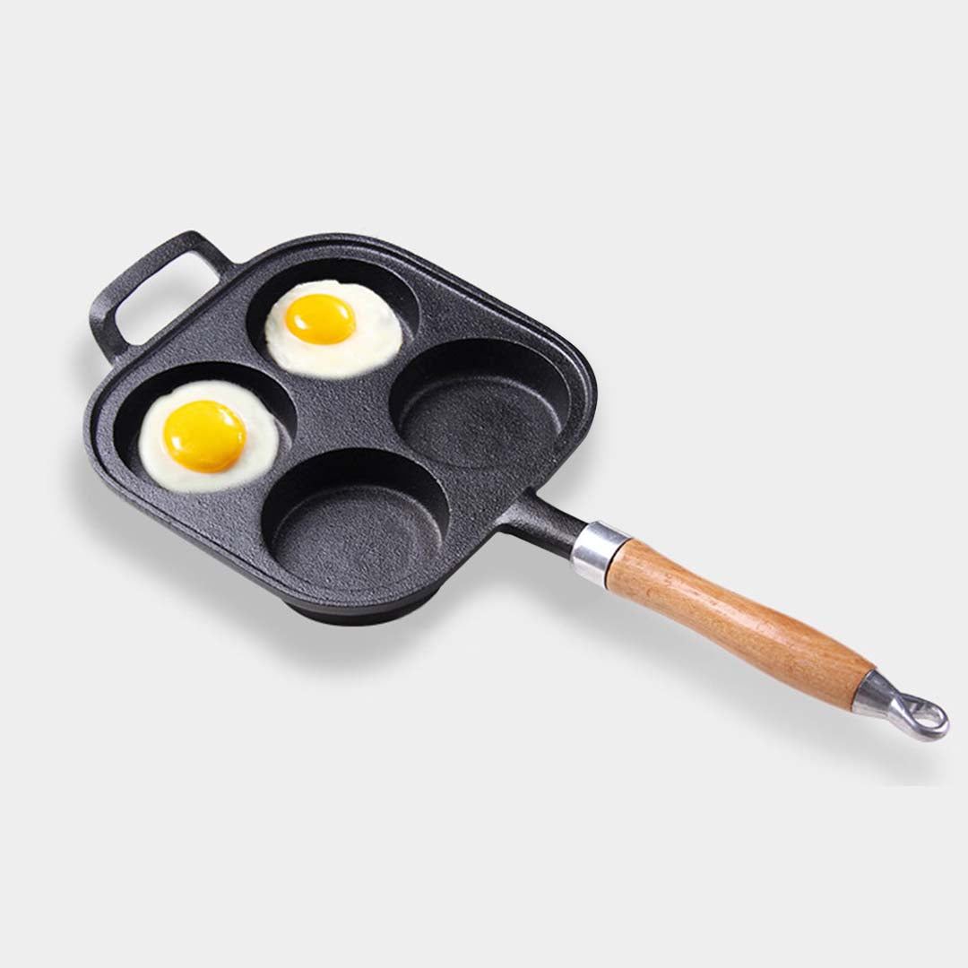 SOGA 2X 4 Mold Cast Iron Breakfast Fried Egg Pancake Omelette Fry Pan