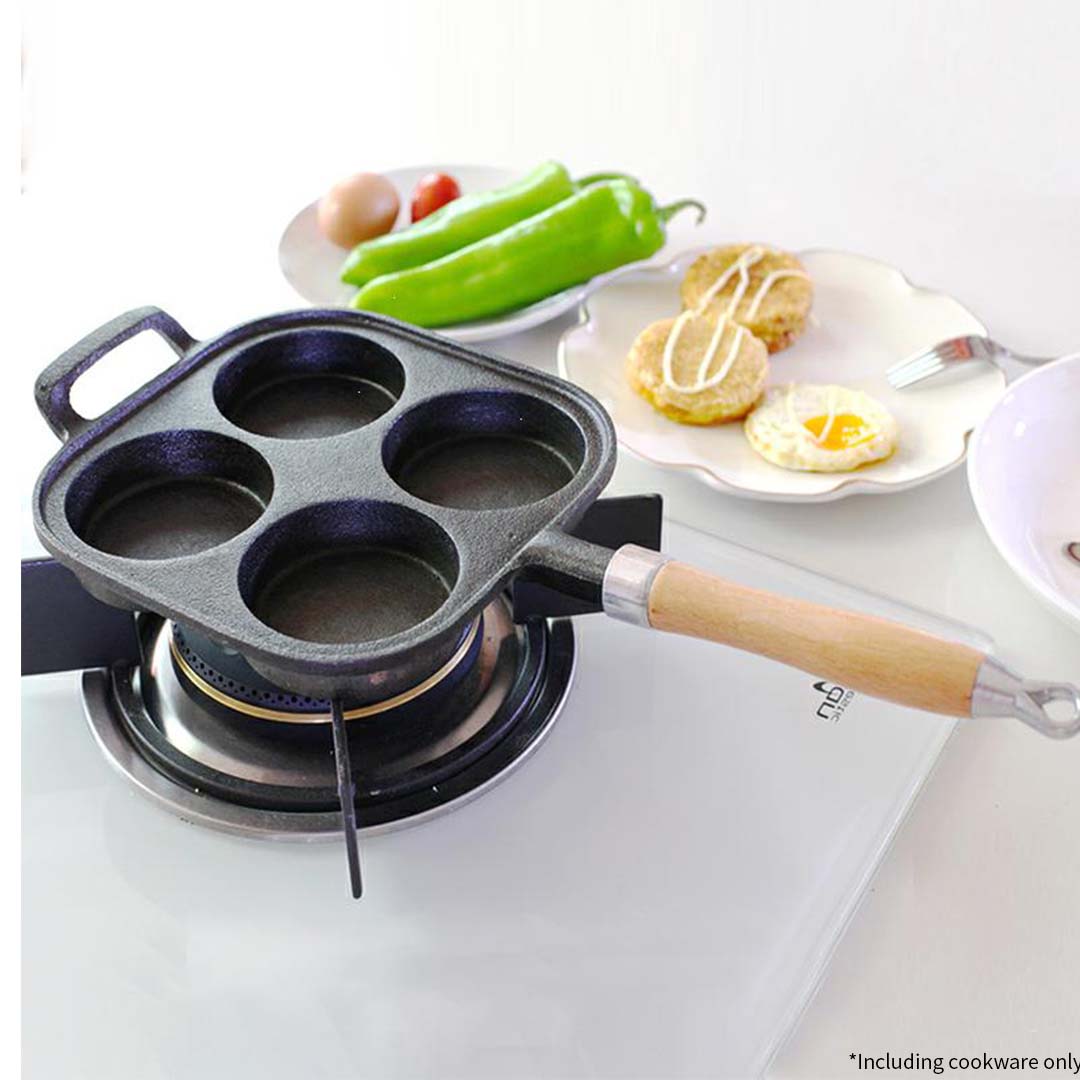 SOGA 2X 4 Mold Cast Iron Breakfast Fried Egg Pancake Omelette Fry Pan
