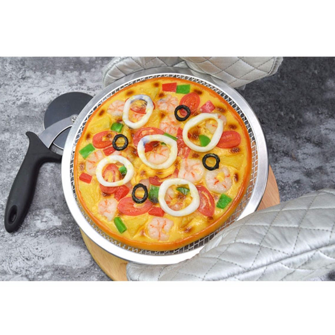 SOGA 2X 12-inch Round Seamless Aluminium Nonstick Commercial Grade Pizza Screen Baking Pan