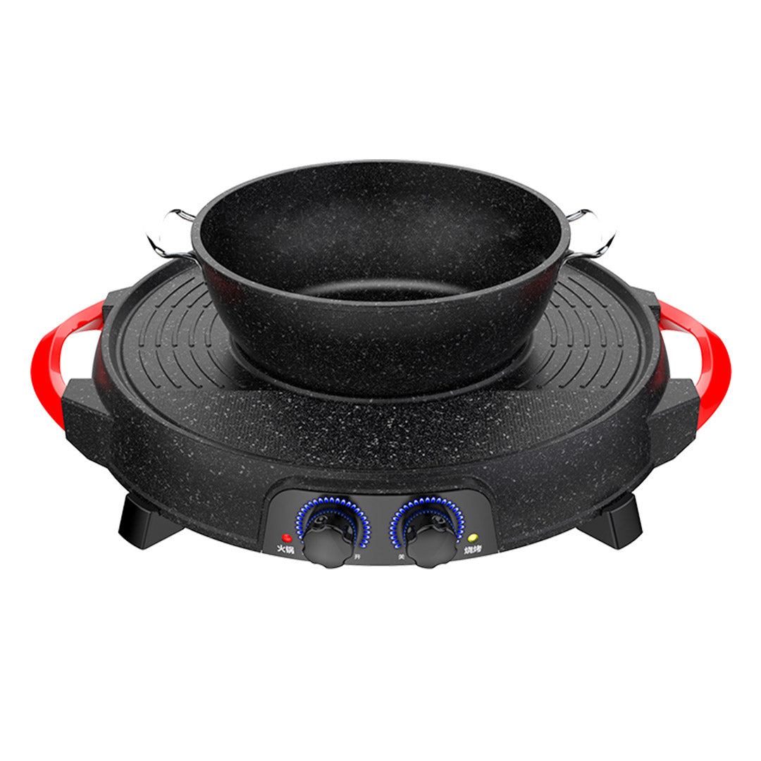 SOGA 2X 2  in 1 Electric Stone Coated Teppanyaki Grill Plate Steamboat Hotpot