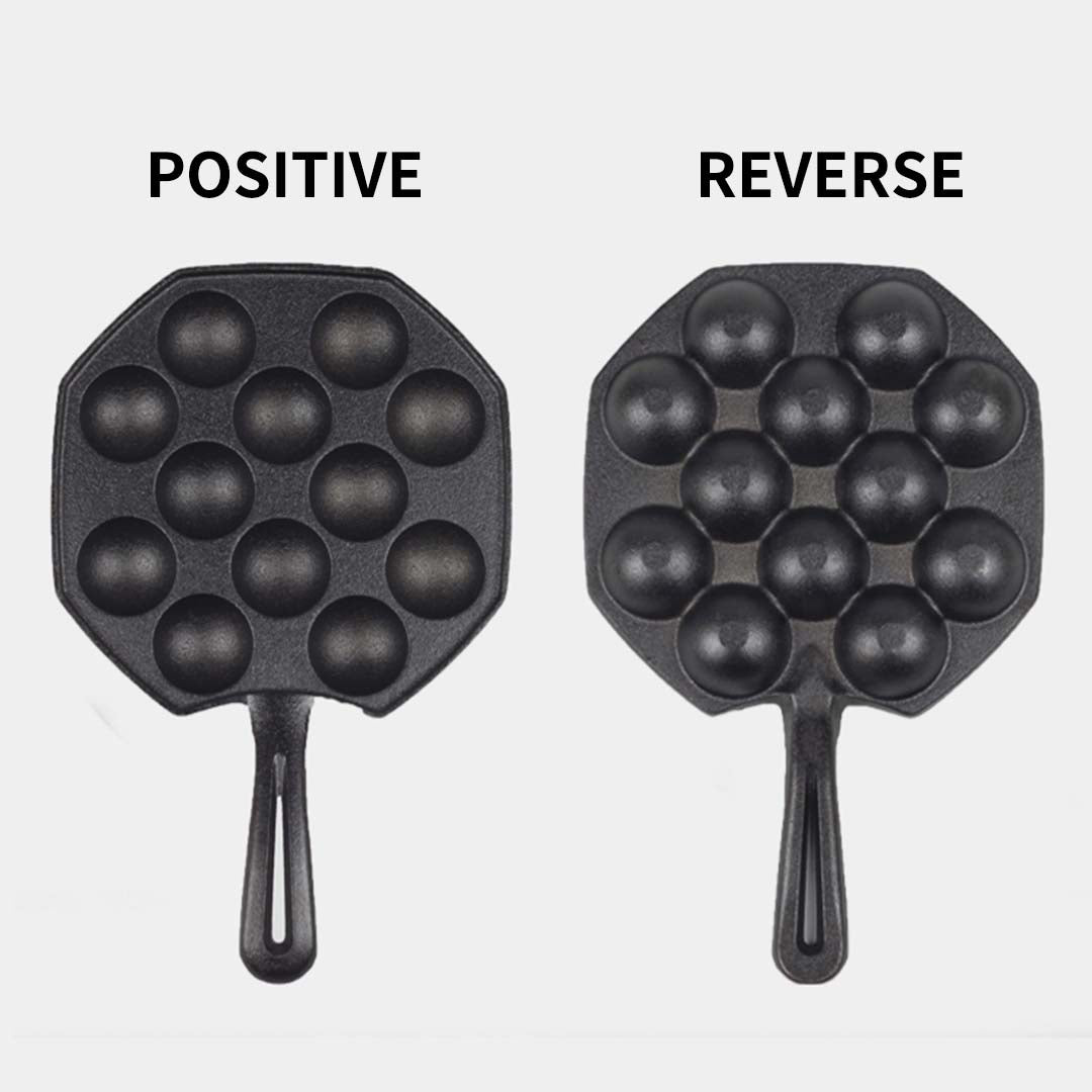 SOGA 2X 18CM Cast Iron Takoyaki Fry Pan Octopus Balls Maker 12 Hole Cavities Grill Mold