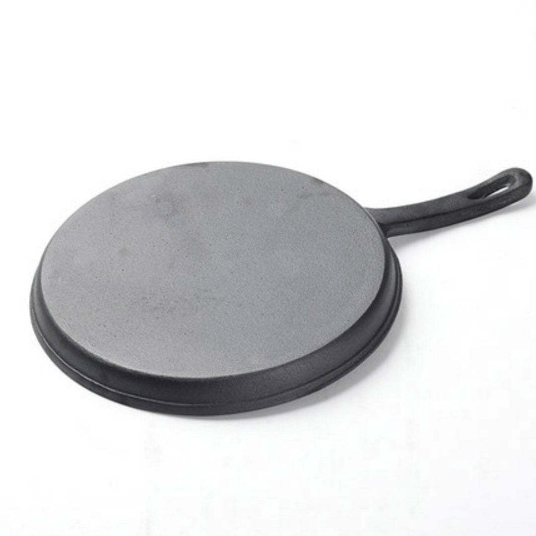SOGA 2X 26cm Round Cast Iron Frying Pan Skillet Griddle Sizzle Platter