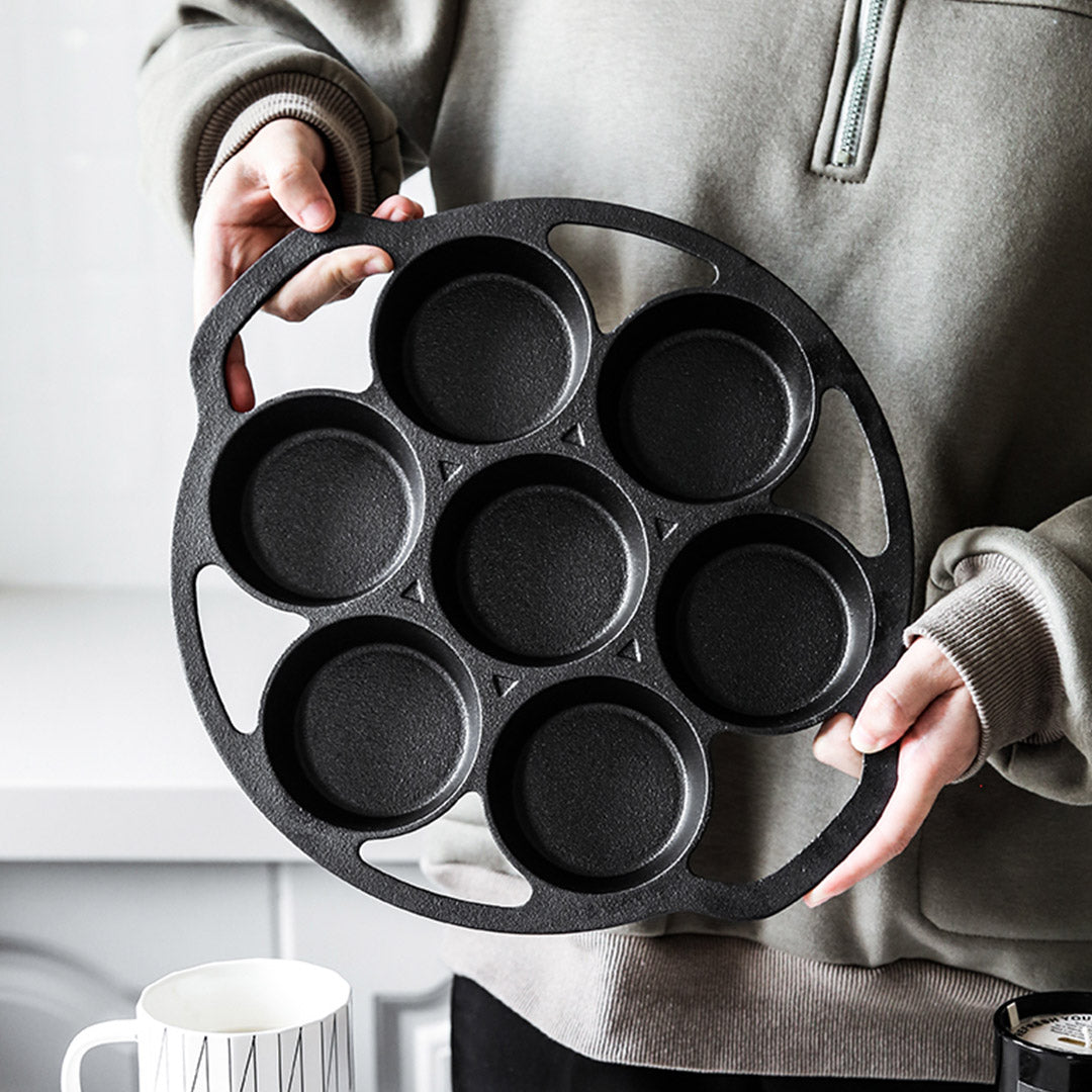 SOGA 2X 32cm Cast Iron Takoyaki Fry Pan Octopus Balls Maker 7 Hole Cavities Grill Mold