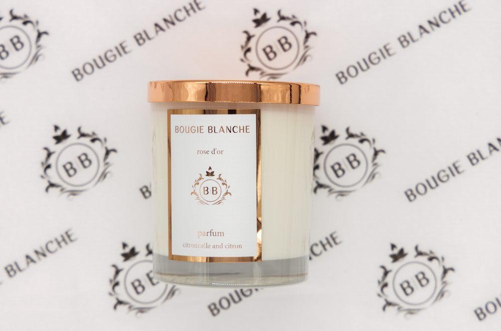 Bougie Blanche Rose D'or Candle