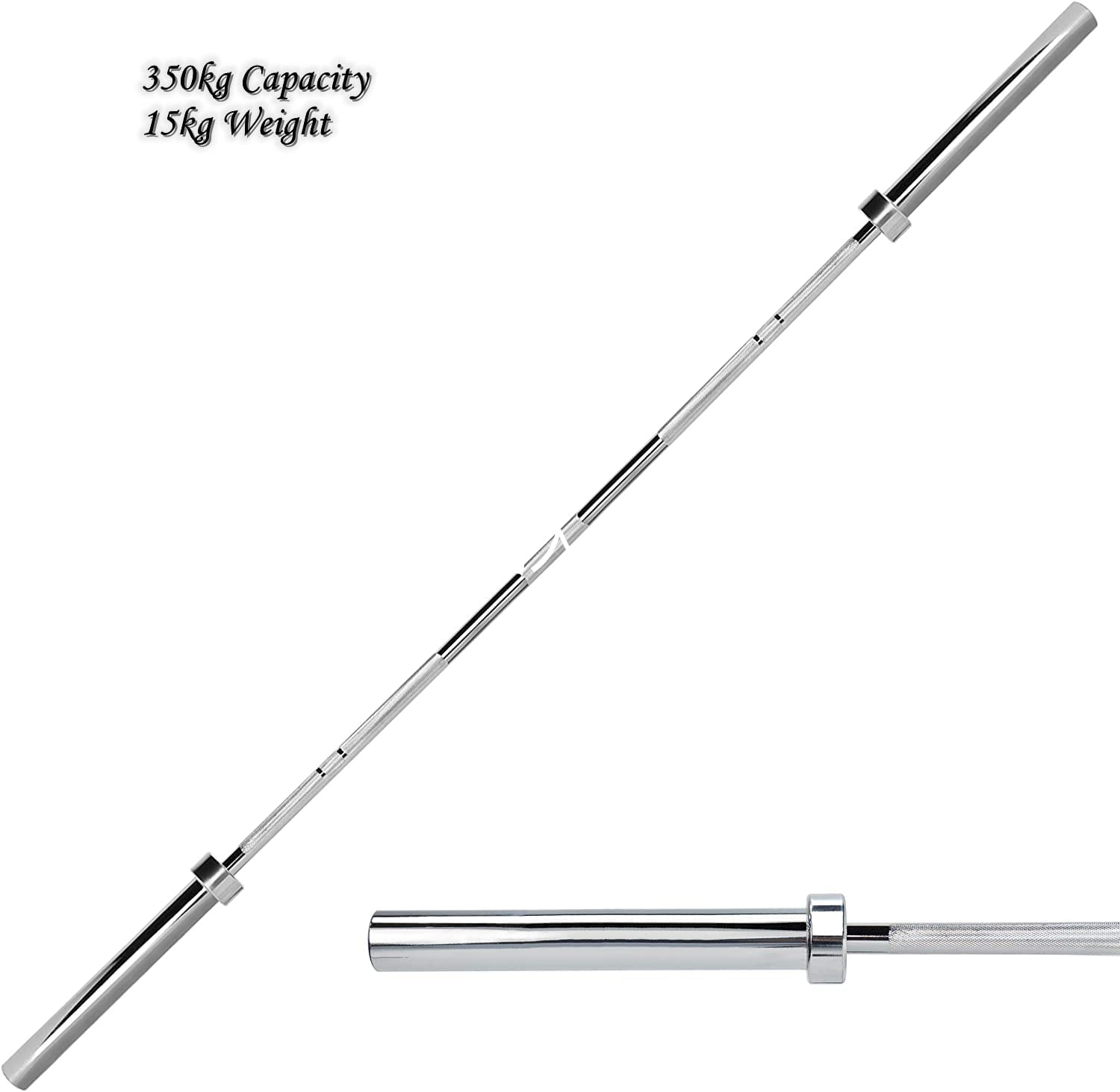 Sardine Sport Olympic Weightlifting Barbell, 220cm Long, 15kg Stainless Steel, Home Gym Strength Training, Bench Press&Squat