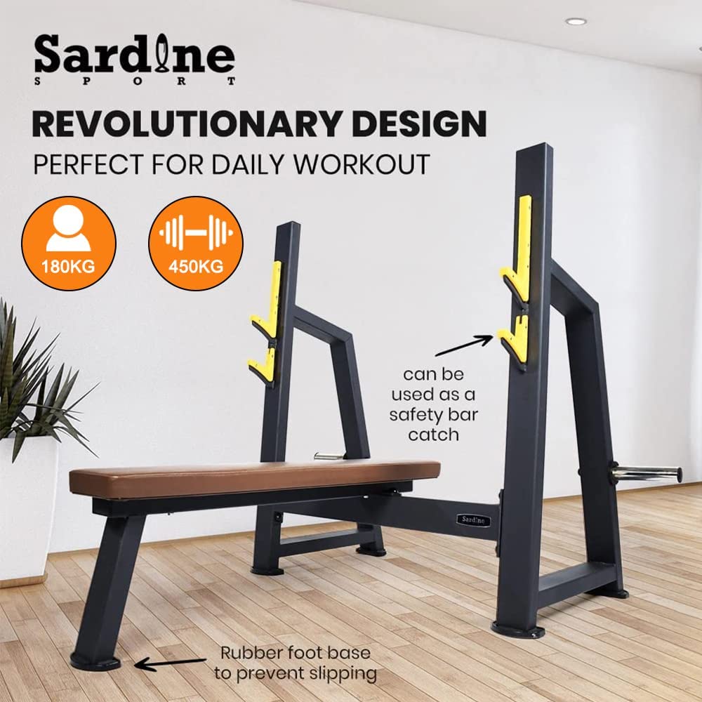 Sardine Sport Olympic Flat Weight Bench Press, Multifunctional Strength Training&Home Gym System