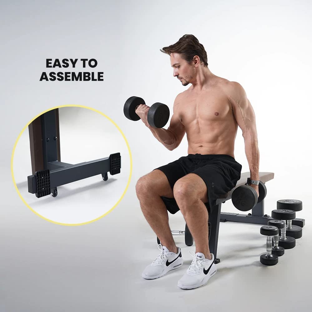 Sardine Sport FB68 Heavy Duty Flat Bench, 450kg Weight Capacity for Home Gym Exercise, Weight Lifting&Abdominal Training