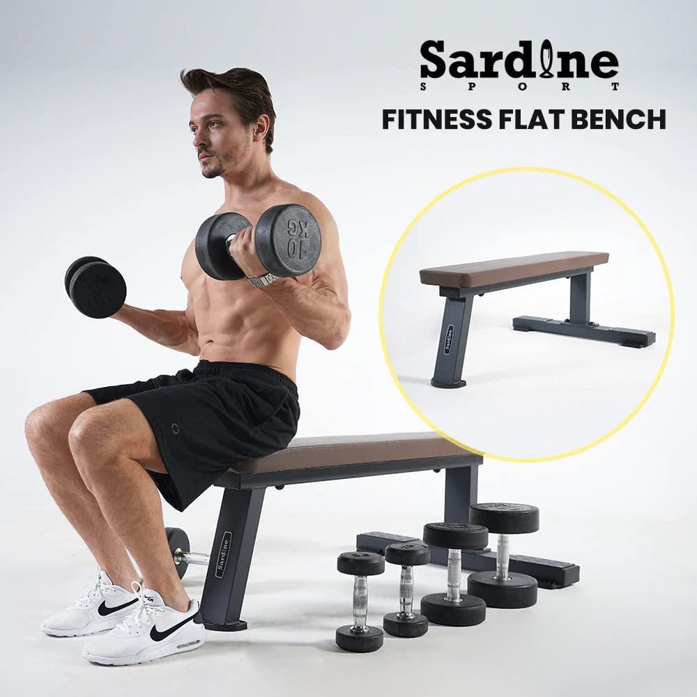 Sardine Sport FB68 Heavy Duty Flat Bench, 450kg Weight Capacity for Home Gym Exercise, Weight Lifting&Abdominal Training