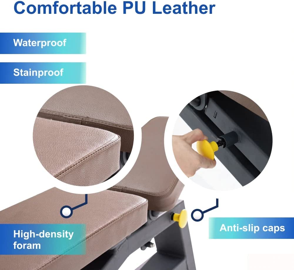 Sardine Sport Heavy Duty Bench Foldable Adjustable Commercial Grade Capacity 450kg(Brown)