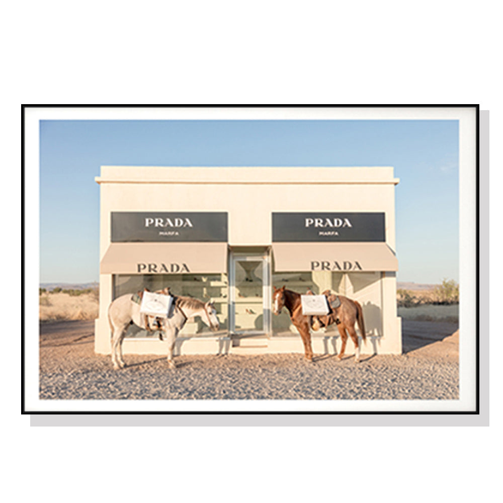 60cmx90cm Horses Black Frame Canvas Wall Art