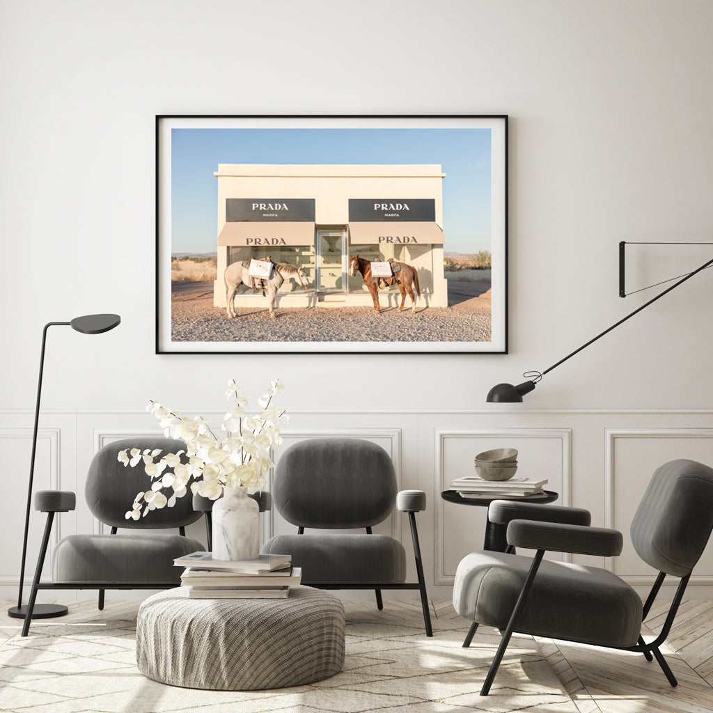 70cmx100cm Horses Black Frame Canvas Wall Art