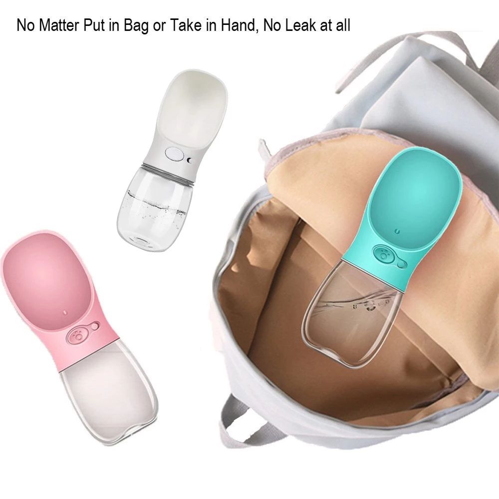 Pet Travel Water Bottle Portable Dogs Drinking Feeder Leak-Proof Dispenser - Blue