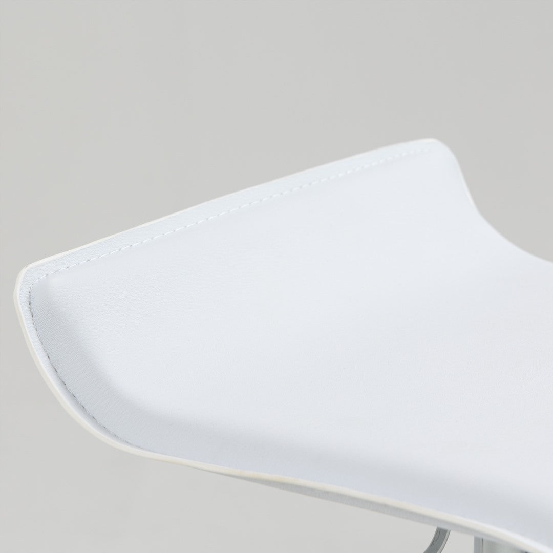 2x Counter Height Faux Leather Upholstered Adjustable Height Swivel Bar Stools -White