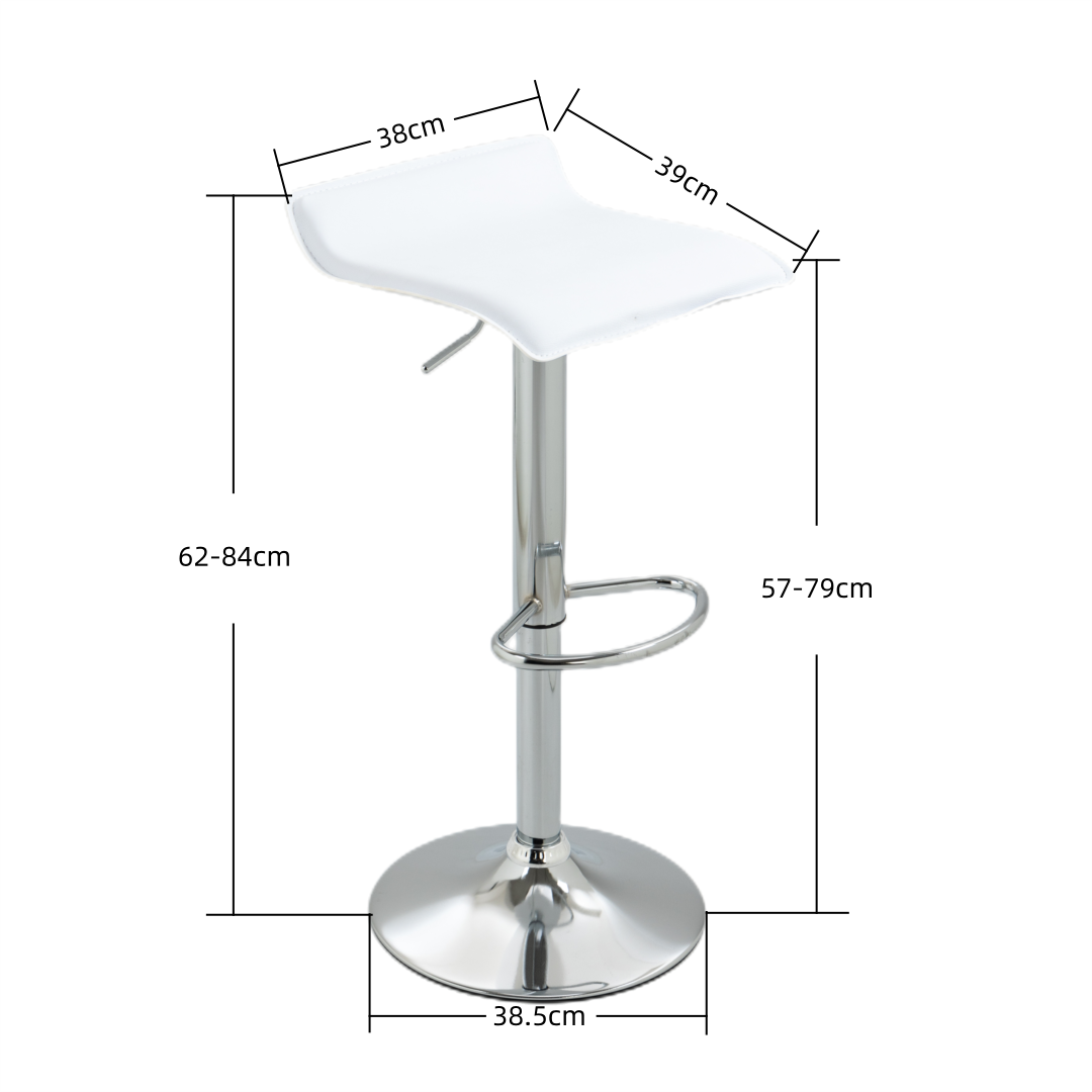 2x Counter Height Faux Leather Upholstered Adjustable Height Swivel Bar Stools -White