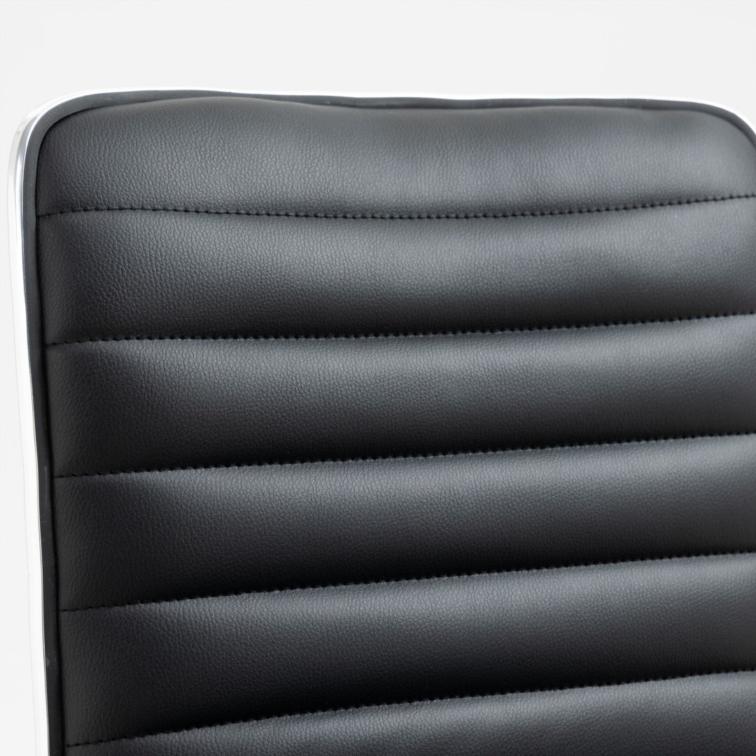 2x Counter Height PU Leather Upholstered Adjustable Height Swivel Bar Stools -Black