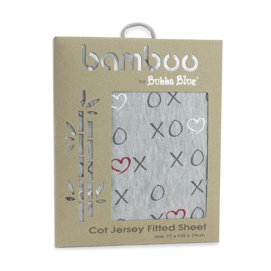 Bubba Blue Silver Mist Bamboo Jersey Cot Fitted Sheet 105564