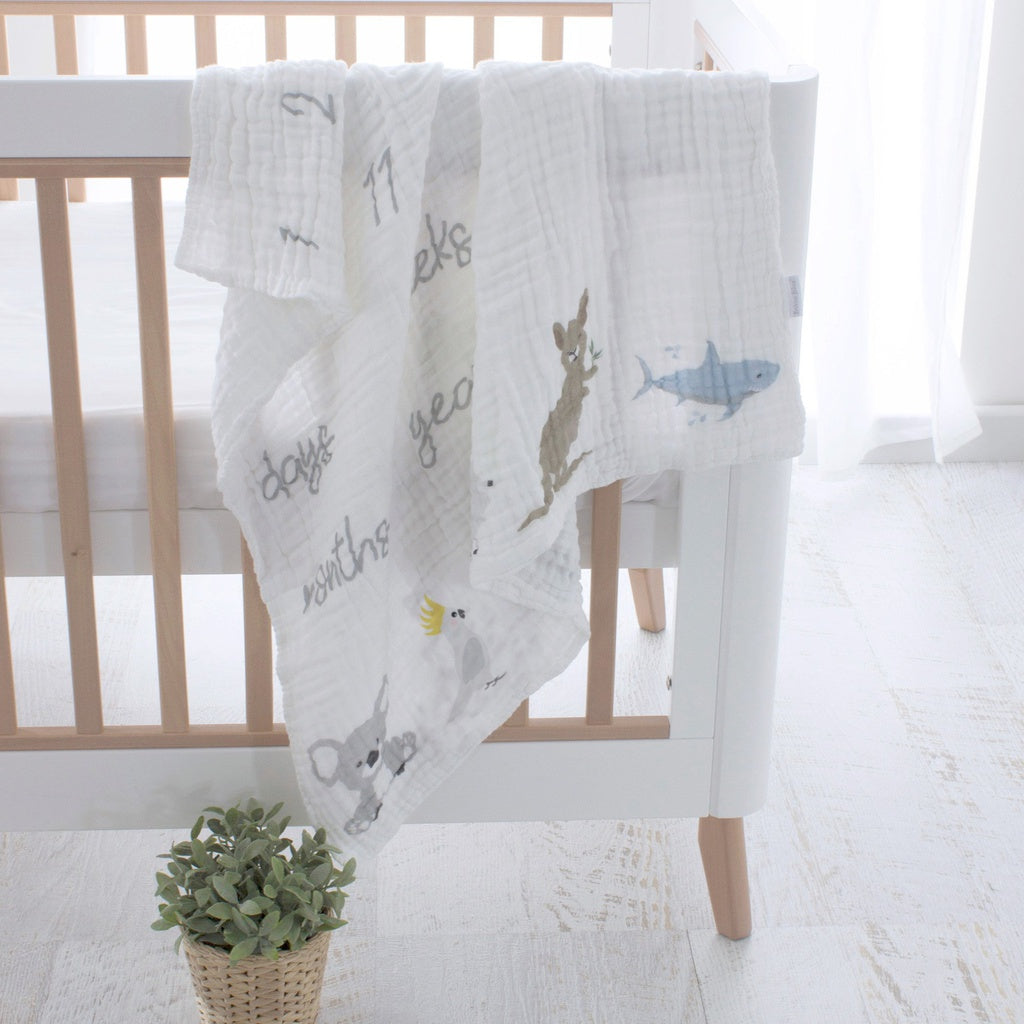 Bubba Blue Aussie Animal Milestone Muslin 97715