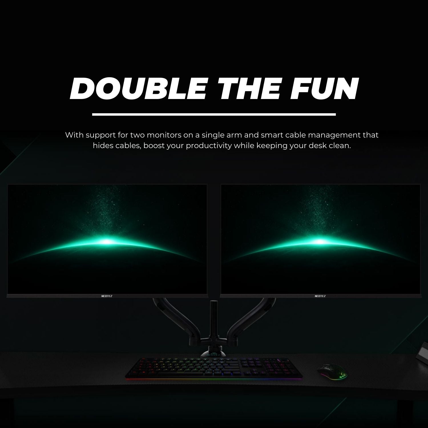 Neotez SAGITTA Pro Duo 27" Pole Monitor Arm