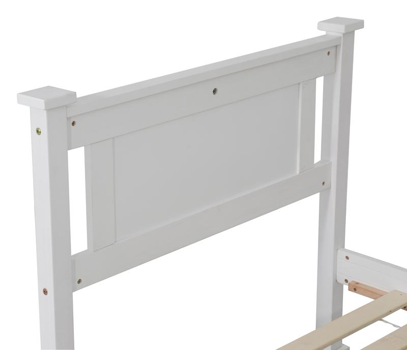 King Single Solid Pine Timber Bed Frame &#8211; White