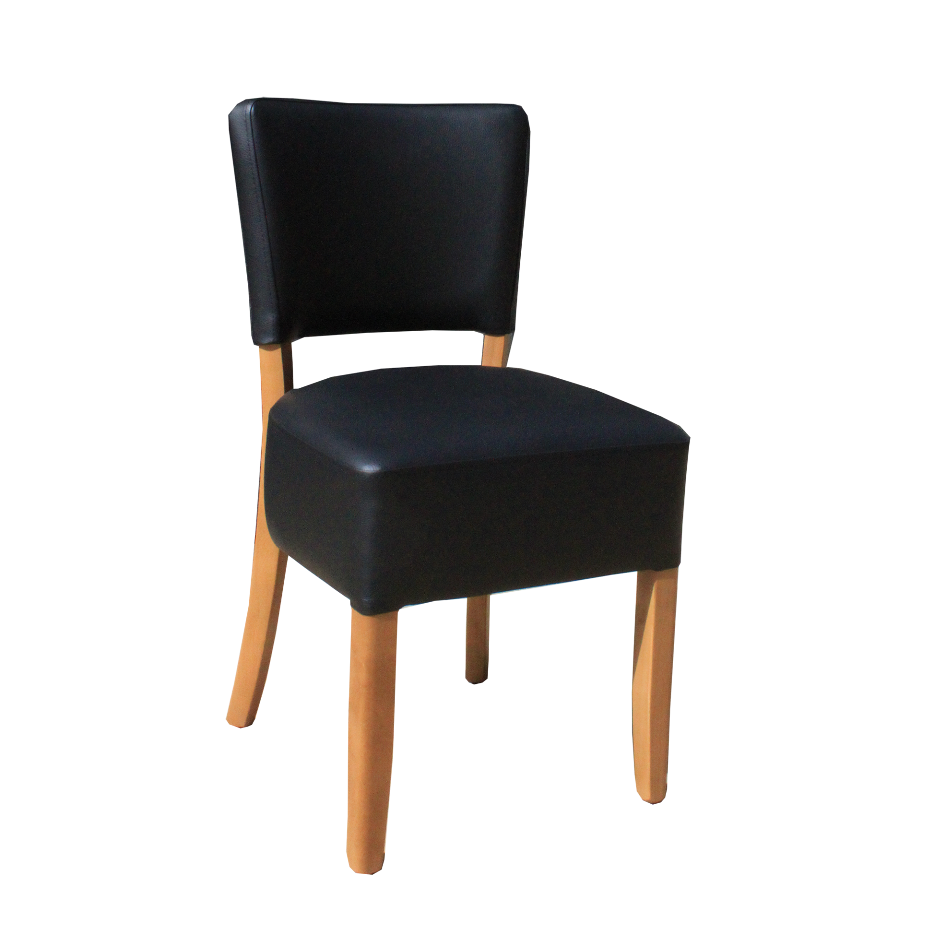 Memphis Club Chair - Black Dolaro Vinyl Seat and Backrest - Natural Frame