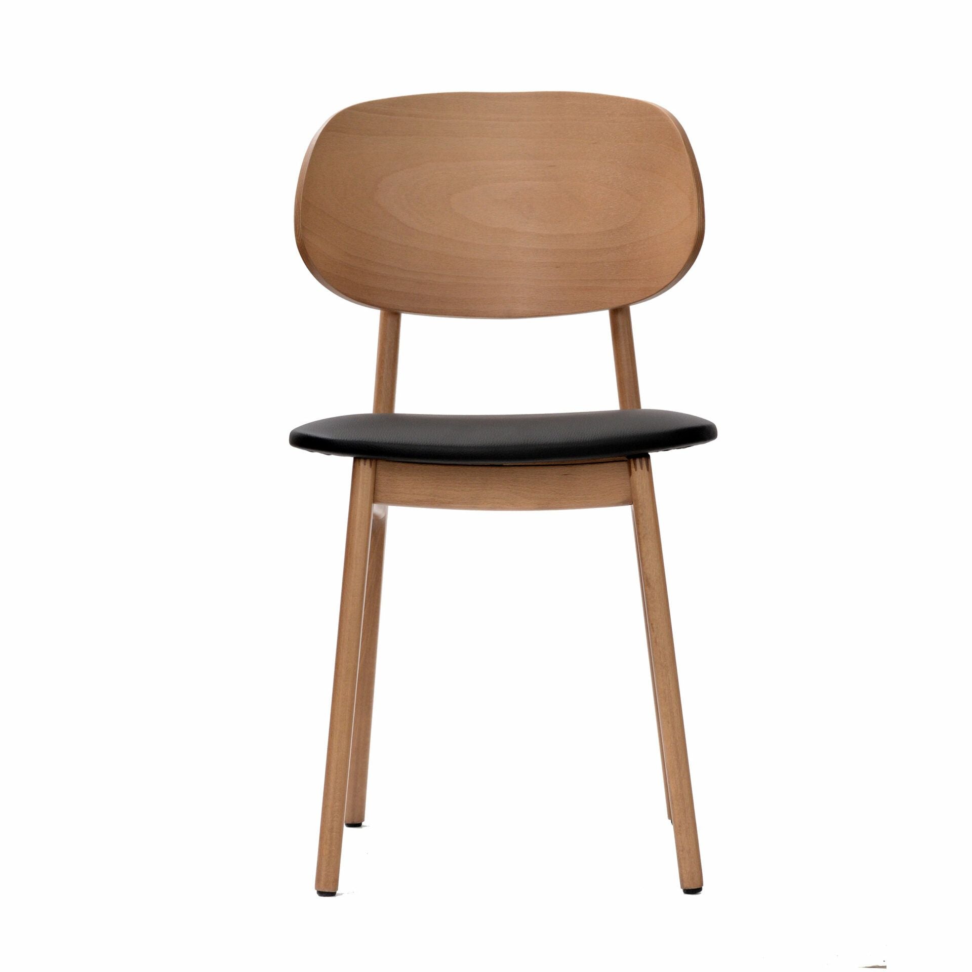 Ban Chair - Black Dolaro Vinyl Seat - Trojan Oak Frame