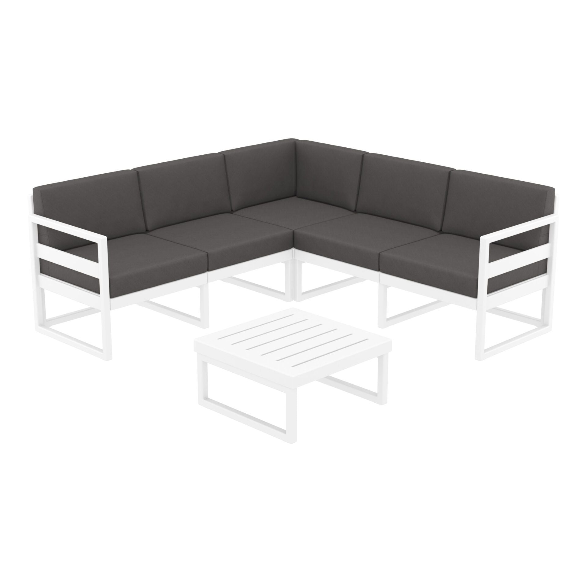 Mykonos Lounge Corner - White with Dark Grey Cushions