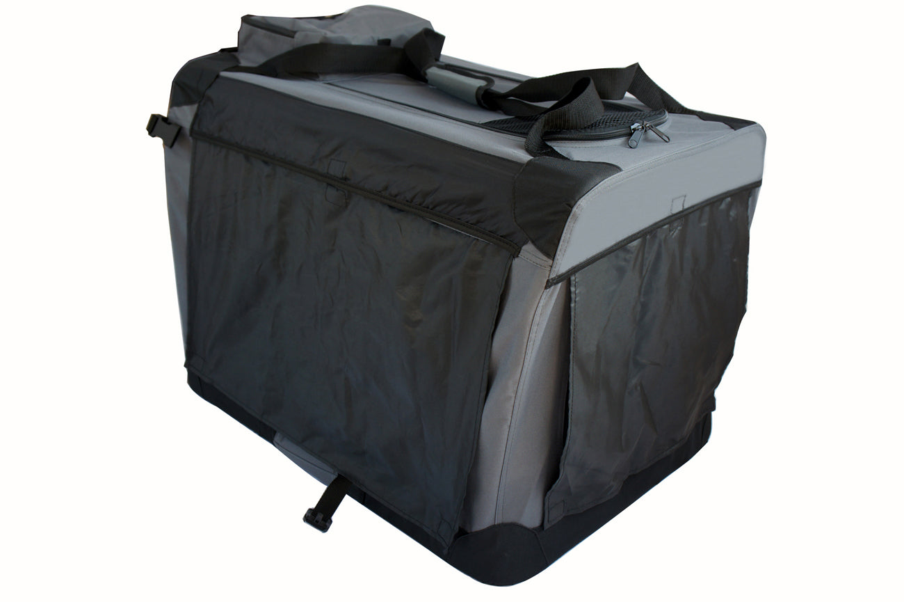 XXL Foldable Soft Dog Cat Puppy Crate Carrier With Curtain-Grey