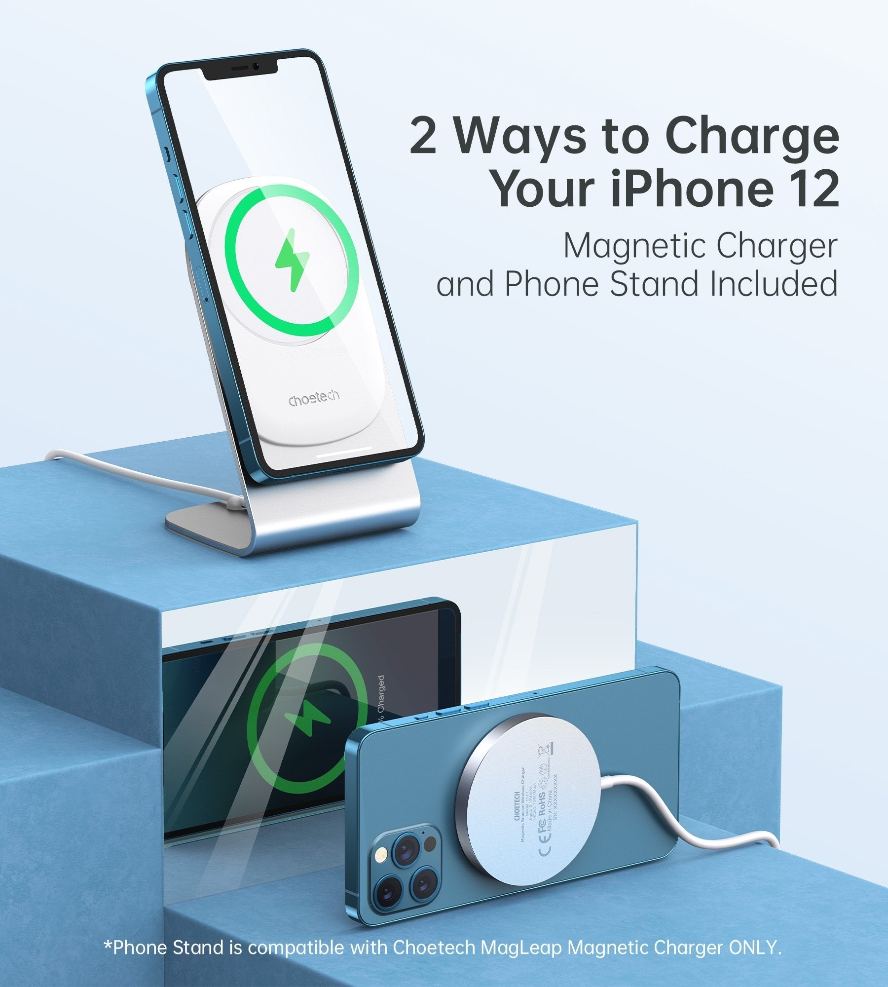 Choetech H047 Magasafe Fast Wireless Charger with Stand Holder For iPhone 12
