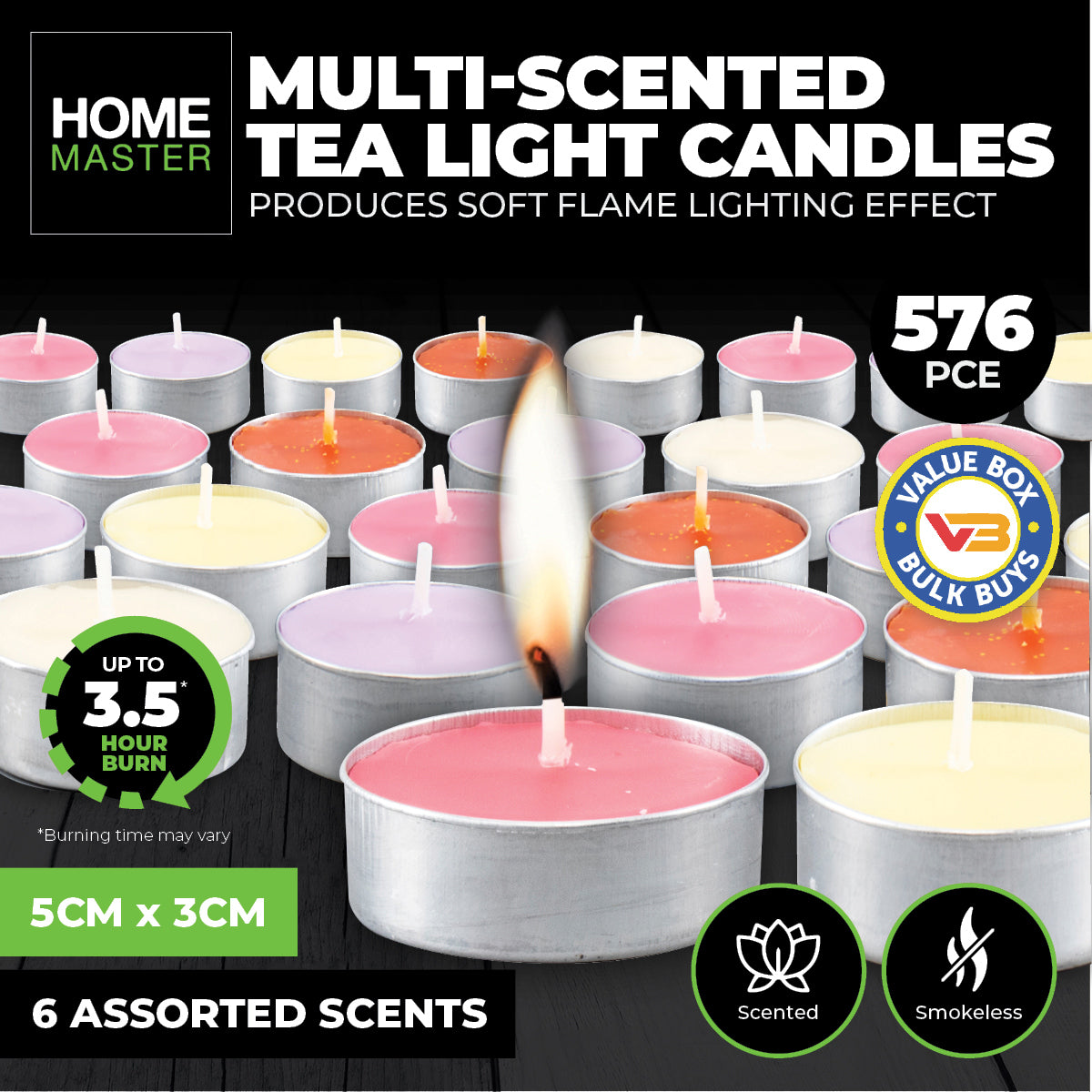 Home Master 576PCE Multi-Scented Tealight Candles Home Décor Party Wedding